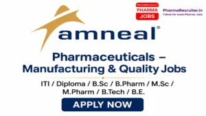 ITI / Diploma / B.Sc / B.Pharm / M.Sc / M.Pharm / B.Tech / B.E.