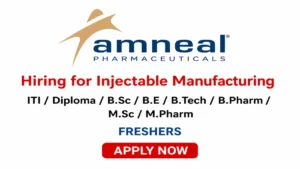 ITI / Diploma / B.Sc / B.E / B.Tech / B.Pharm / M.Sc / M.Pharm
