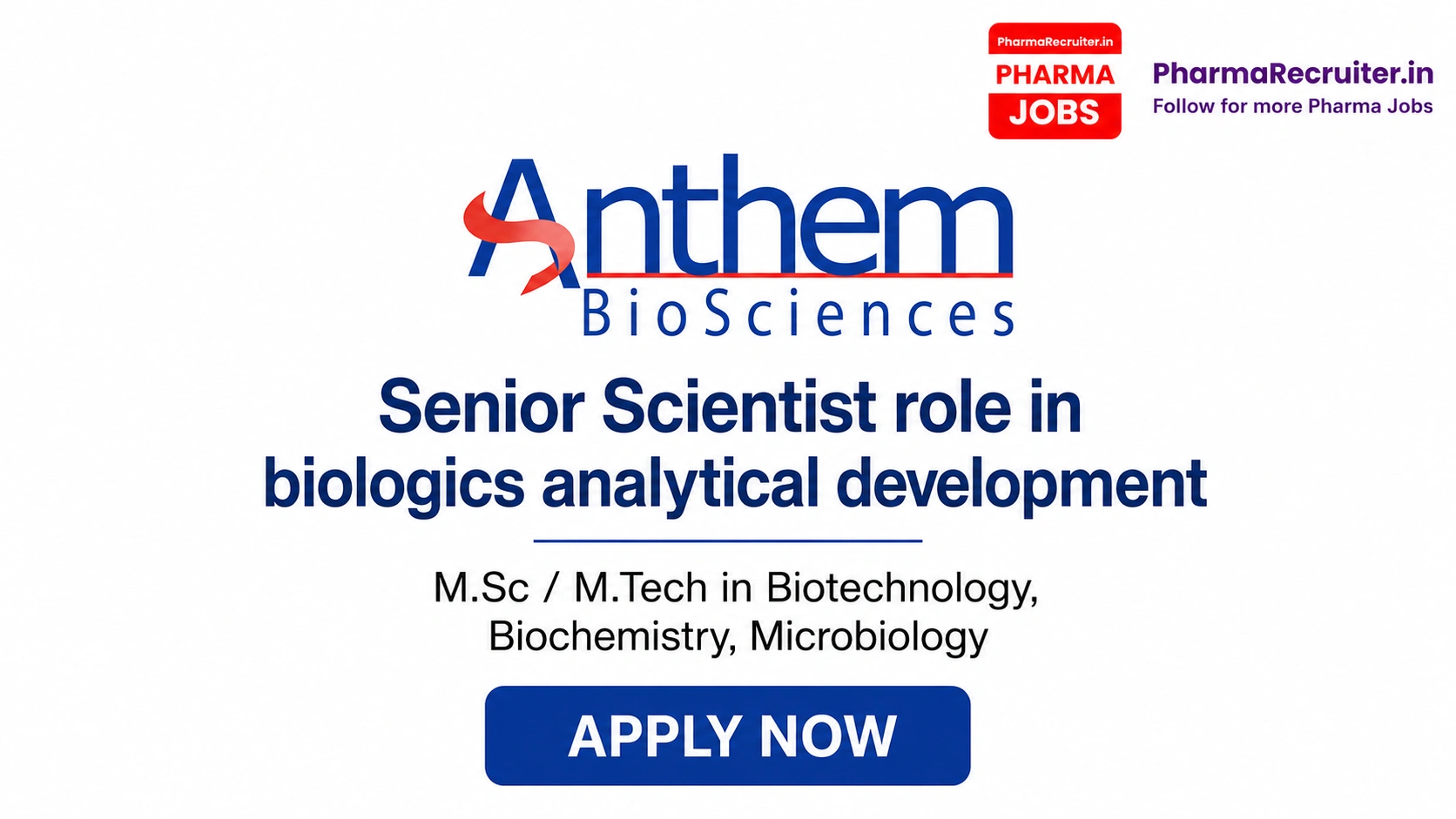 M.Sc / M.Tech in Biotechnology, Biochemistry, Microbiology