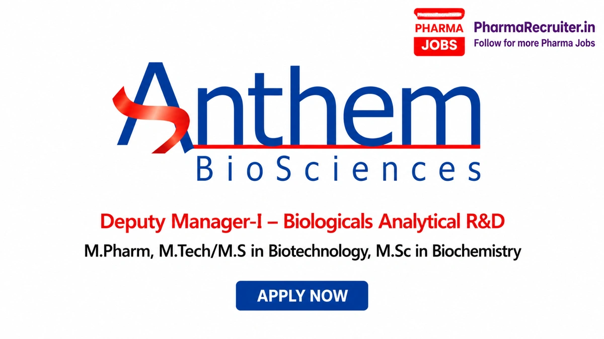 M.Pharm, M.Tech/M.S in Biotechnology, M.Sc in Biochemistry