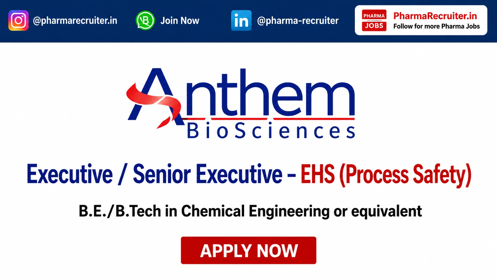 B.E./B.Tech in Chemical Engineering or equivalent