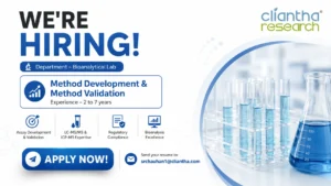 Cliantha Research Hiring for Bioanalytical Lab Professionals in Ahmedabad | M.Sc, B.Pharm & M.Pharm Jobs