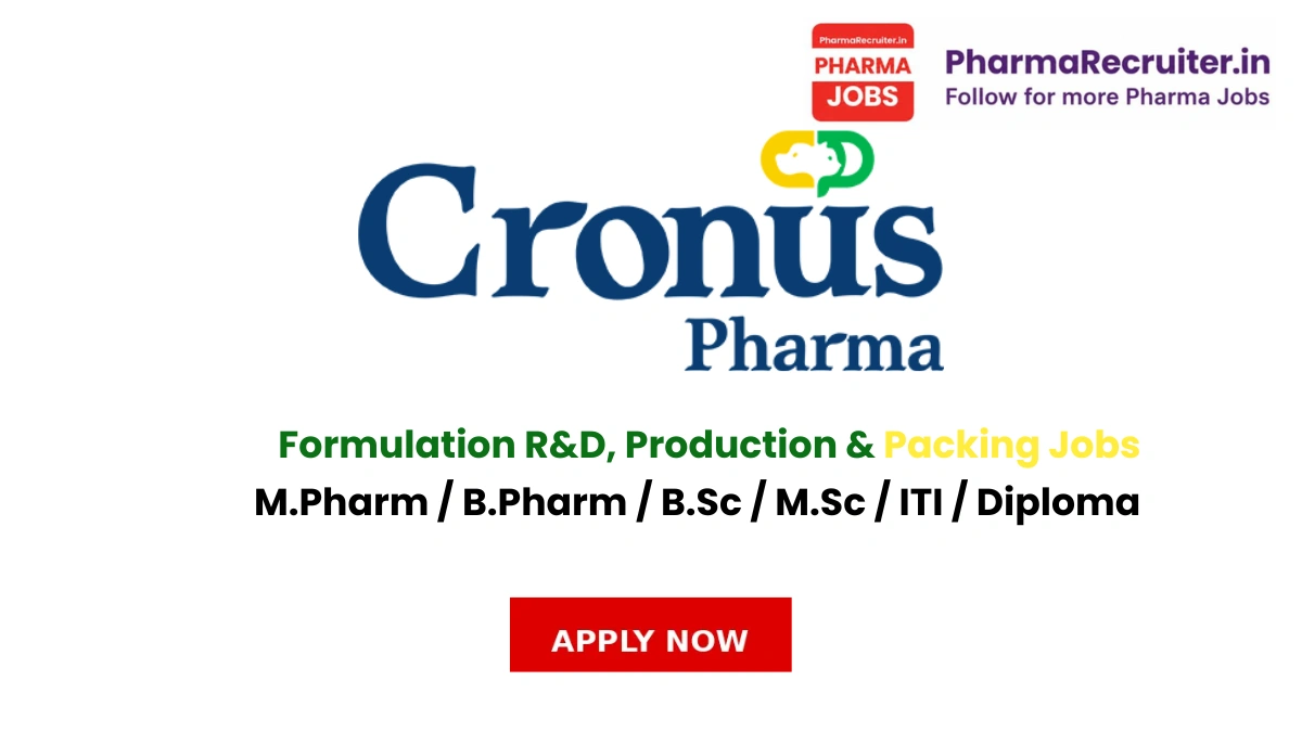 M.Pharm / B.Pharm / B.Sc / M.Sc / ITI / Diploma
