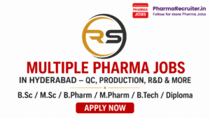 B.Sc / M.Sc / B.Pharm / M.Pharm / B.Tech / Diploma