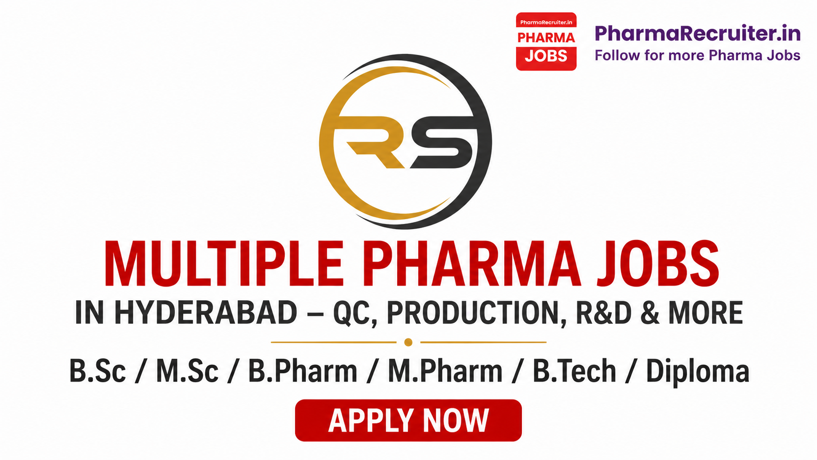 B.Sc / M.Sc / B.Pharm / M.Pharm / B.Tech / Diploma