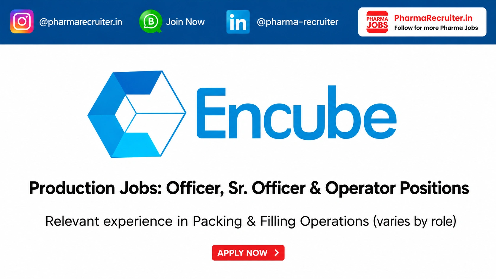 Relevant experience in Packing & Filling Operations (varies by role)