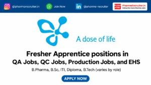 B.Pharma, B.Sc, ITI, Diploma, B.Tech (varies by role)