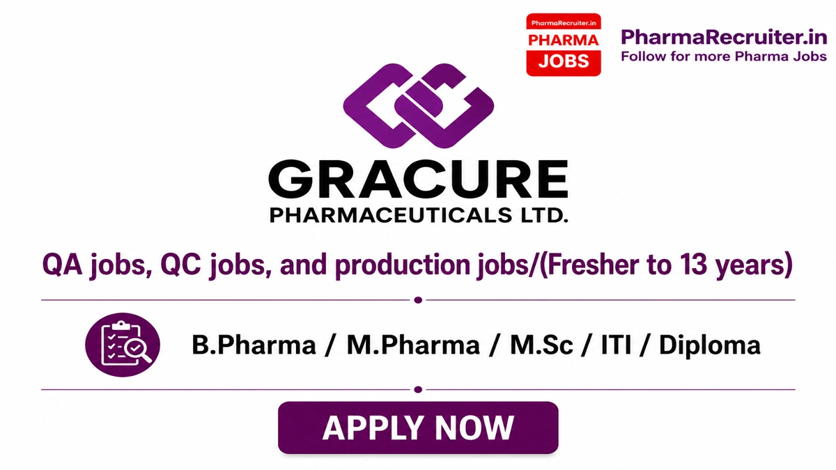 B.Pharma / M.Pharma / M.Sc / ITI / Diploma