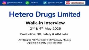 Any Degree, B.Pharmacy, M.Pharmacy, M.Sc, Diploma in Safety (role-specific)