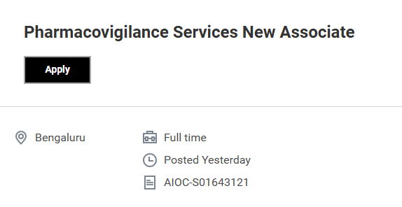Accenture is hiring a Pharmacovigilance Services New Associate in Bengaluru. 