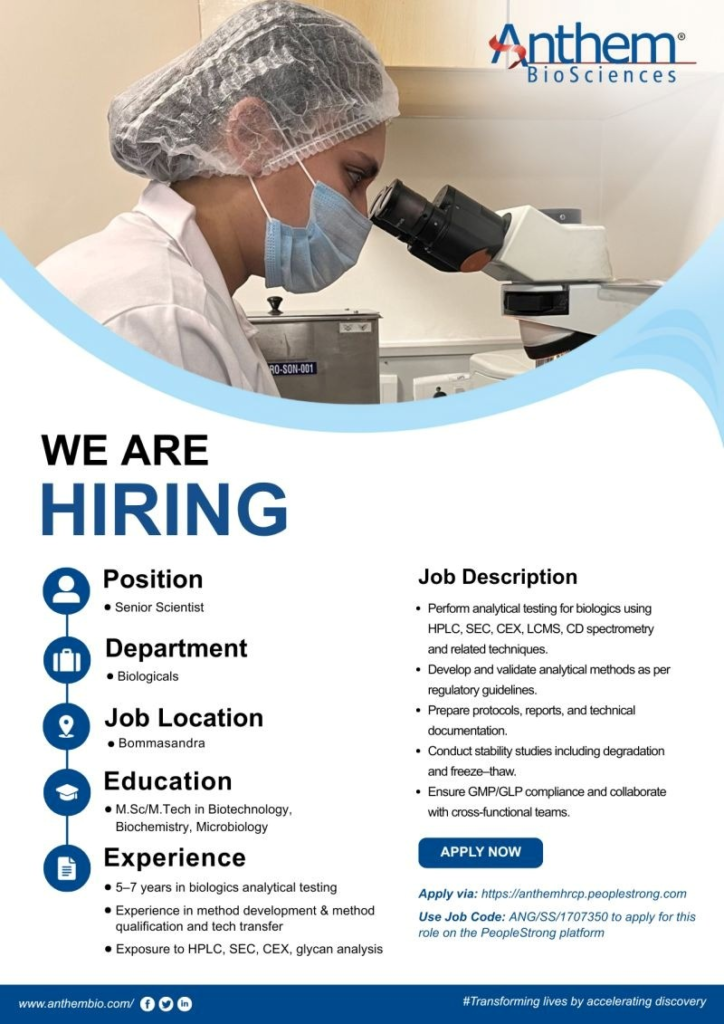 Anthem Biosciences is a fully integrated Contract Research, Development and Manufacturing Organization (CRDMO) headquartered in Bangalore, India.