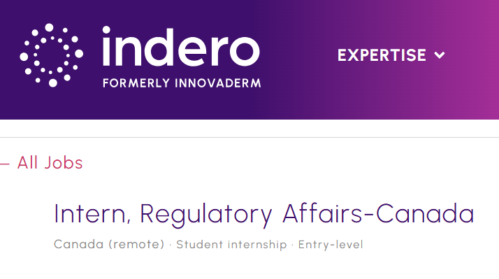Indero Hiring Intern – Regulatory Affairs (Canada – Remote)