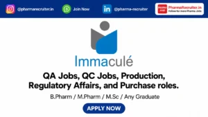 B.Pharm / M.Pharm / M.Sc / Any Graduate