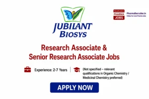 (Not specified – relevant qualifications in Organic Chemistry / Medicinal Chemistry preferred)