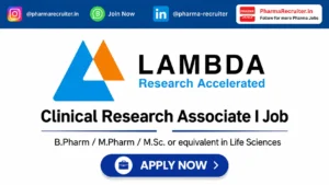 B.Pharm / M.Pharm / M.Sc. or equivalent in Life Sciences