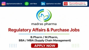 B.Pharm / M.Pharm, BBA / MBA (Supply Chain Management)