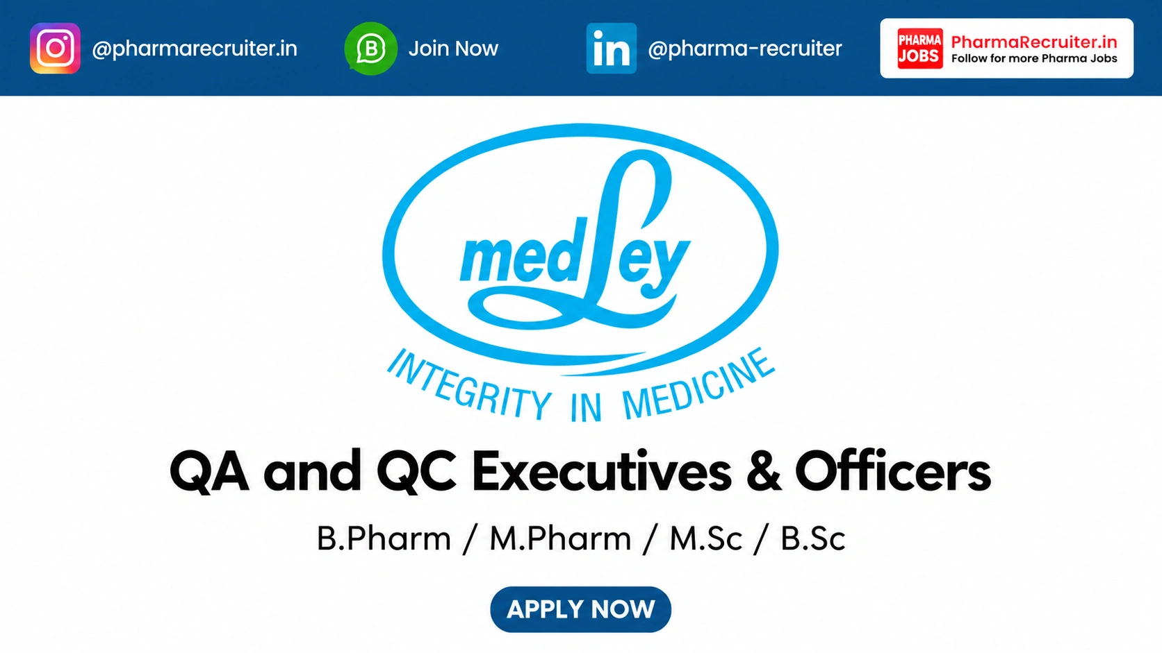 B.Pharm / M.Pharm / M.Sc / B.Sc