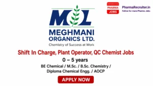 BE Chemical / M.Sc. / B.Sc. Chemistry / Diploma Chemical Engg. / AOCP