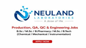 B.Sc / M.Sc / B.Pharmacy / M.Sc / B.Tech (Chemical / Mechanical / Instrumentation)