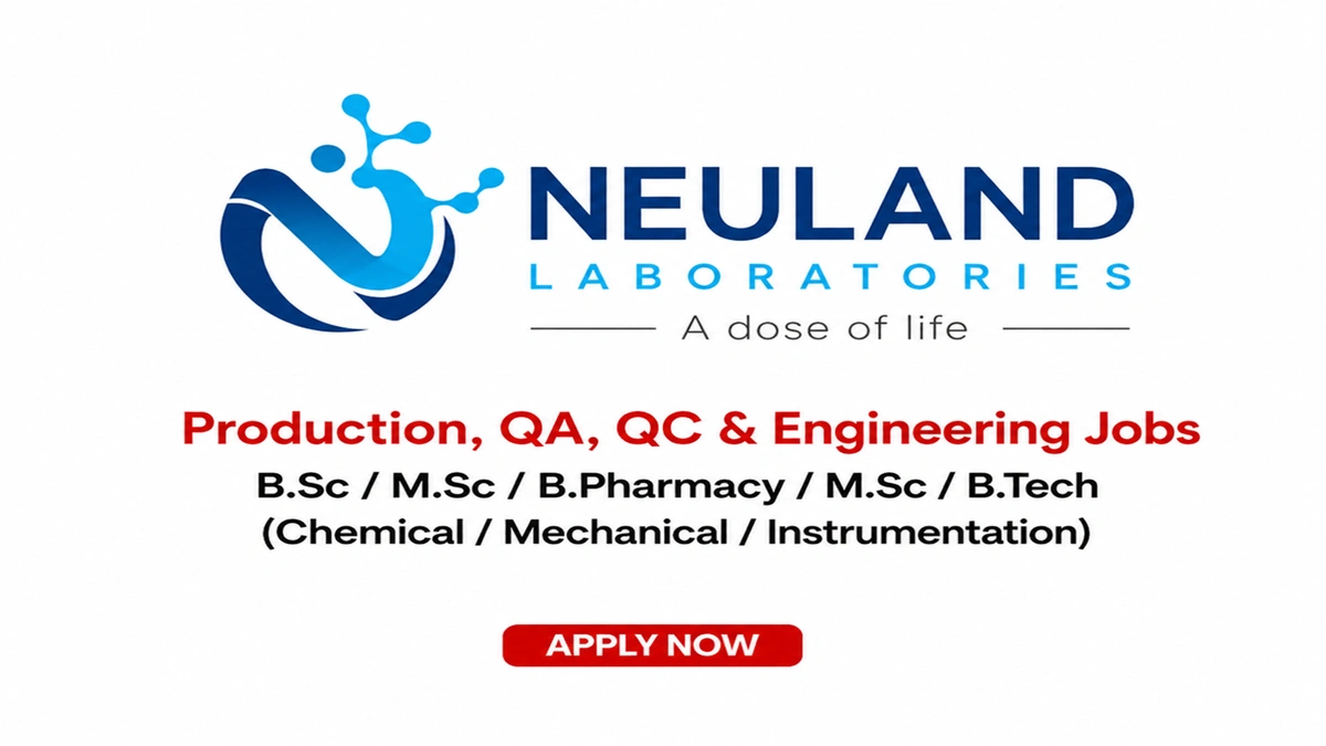 B.Sc / M.Sc / B.Pharmacy / M.Sc / B.Tech (Chemical / Mechanical / Instrumentation)