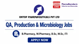 B.Pharmacy, M.Pharmacy, B.Sc, M.Sc, ITI
