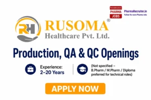 (Not specified – B.Pharm / M.Pharm / Diploma preferred for technical roles) Location: Indore, Madhya Pradesh