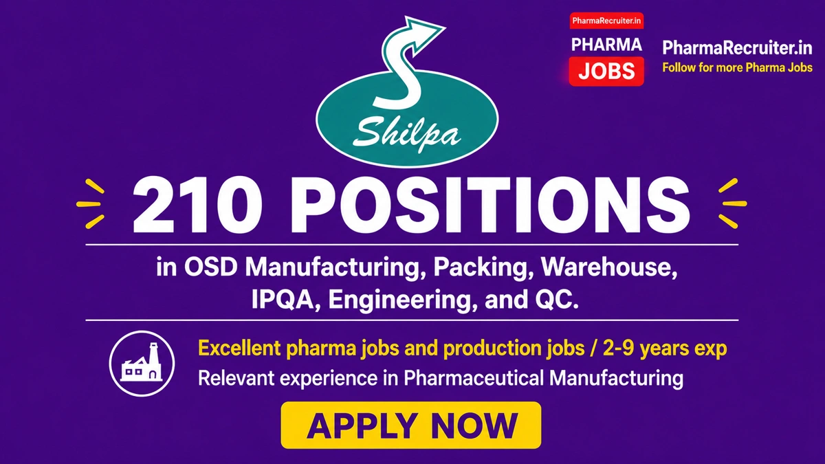 Relevant experience in Pharmaceutical Manufacturing