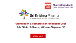 Sri Krishna Pharmaceuticals Walk-in Interview 4th to 9th May 2026