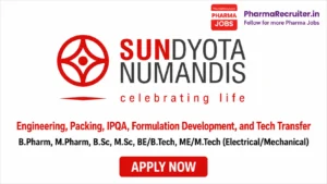 B.Pharm, M.Pharm, B.Sc, M.Sc, BE/B.Tech, ME/M.Tech (Electrical/Mechanical)