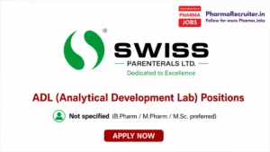 Not specified (B.Pharm / M.Pharm / M.Sc. preferred)