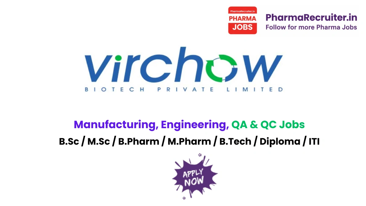 : B.Sc / M.Sc / B.Pharm / M.Pharm / B.Tech / Diploma / ITI