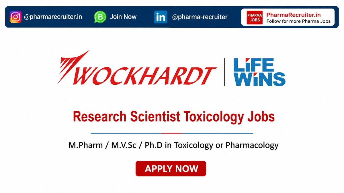 M.Pharm / M.V.Sc / Ph.D in Toxicology or Pharmacology