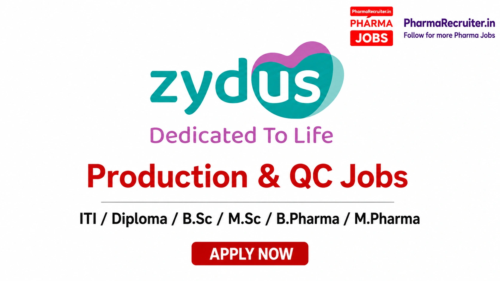 ITI / Diploma / B.Sc / M.Sc / B.Pharma / M.Pharma
