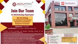 Accuprec Research Labs Hiring for Sr. Research Associate