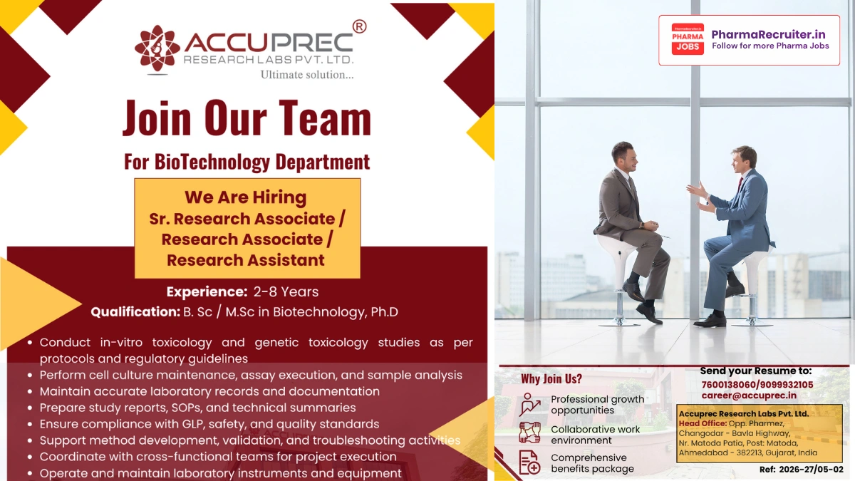Accuprec Research Labs Hiring