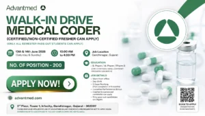 Advantmed Walk-In Drive for Medical Coder | Freshers & Experienced Pharma Candidates Can Apply on 13th June 2026 and 14th June 2026