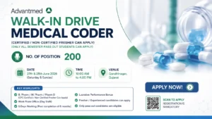 Advantmed Walk-In Drive for Medical Coders | Freshers & Experienced Pharma Graduates Can Apply on 27th June 2026 & 28th June 2026 (Saturday & Sunday)