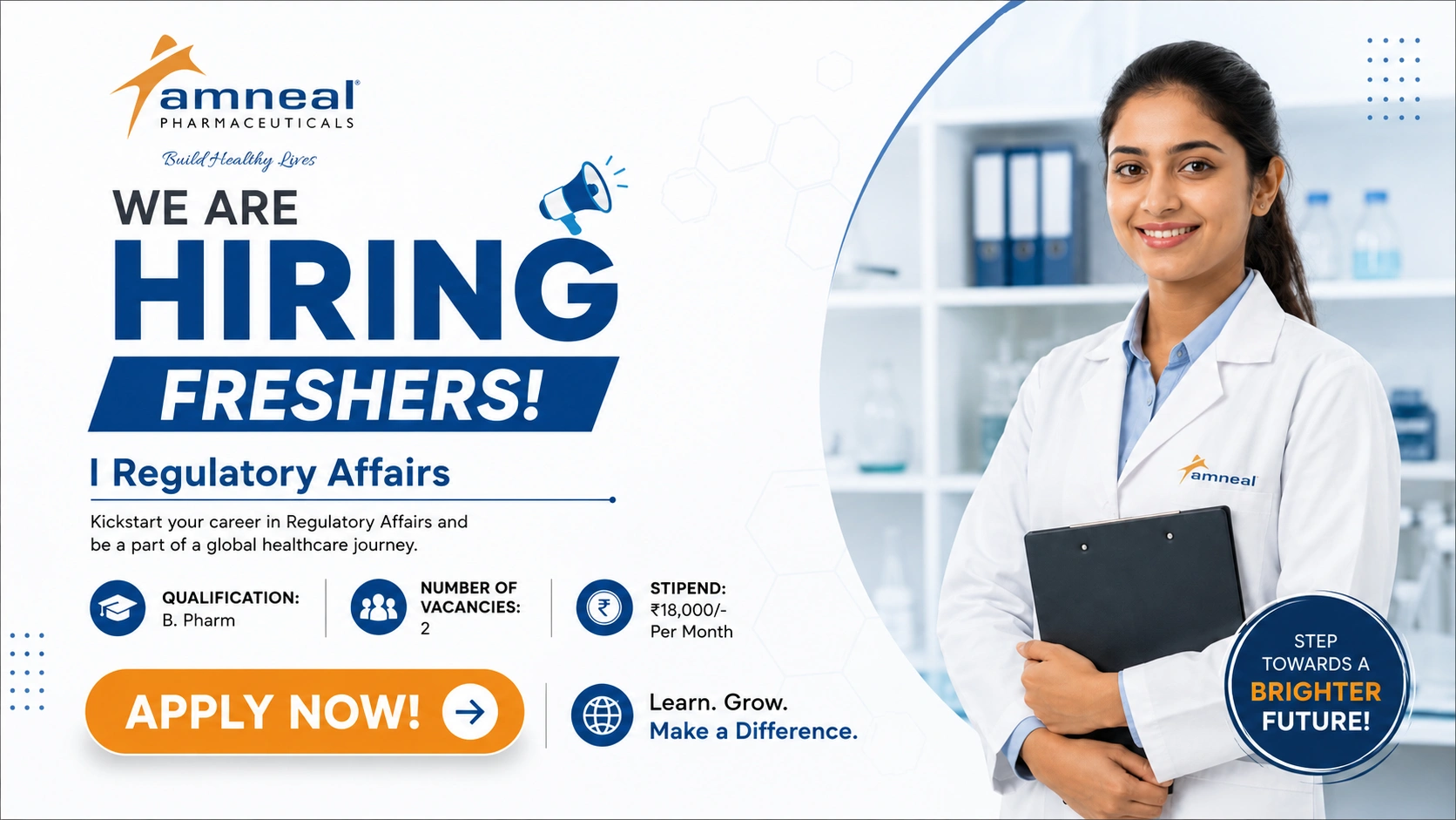 Amneal Pharmaceuticals Freshers Recruitment 2026 | Regulatory Affairs Jobs for B.Pharm Graduates