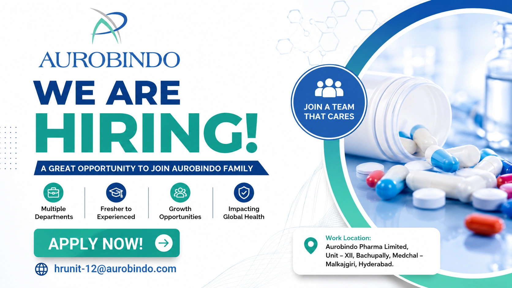 Aurobindo Pharma Hiring for Production, QA, QC, Engineering, PPIC & Microbiology Departments – Apply Now