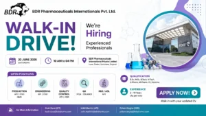 BDR Pharmaceuticals Walk-In Interview for Production, QA, QC, Engineering, ADL & R&D Professionals on 20 June 2026