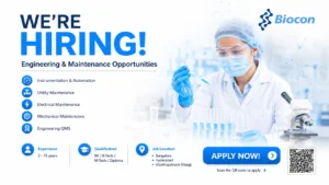 Biocon Engineering & Maintenance Jobs 2026 | Apply for Engineering & Maintenance Opportunities in Bangalore, Hyderabad & Visakhapatnam