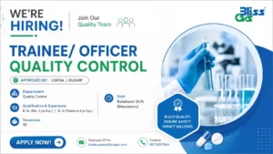 Bliss GVS Pharma Ltd Hiring Quality Control Trainee/Officer – QC Pharma Jobs in Palghar