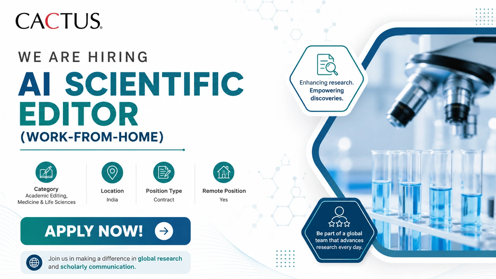 AI Scientific Editor (Work-from-Home) Job Opportunity at CACTUS – Apply Online