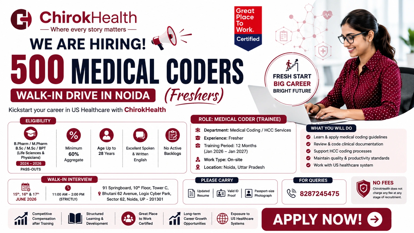 B.Pharm / M.Pharm / B.Sc / M.Sc / BPT (Life Sciences & Physicians)