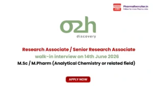 M.Sc / M.Pharm (Analytical Chemistry or related field)
