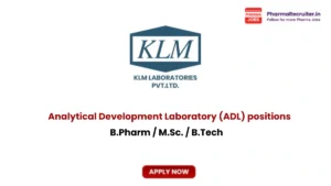 B.Pharm / M.Sc. / B.Tech
