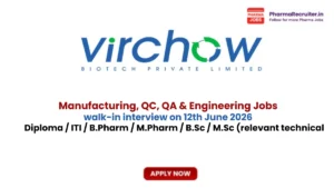 Diploma / ITI / B.Pharm / M.Pharm / B.Sc / M.Sc (relevant technical