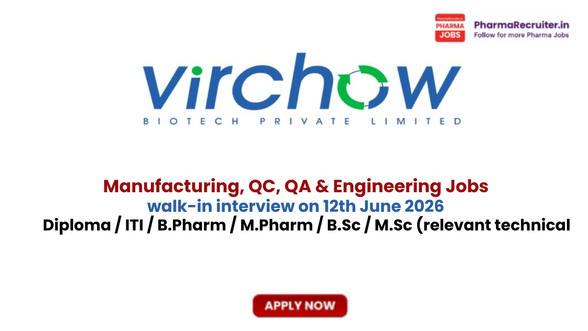 Diploma / ITI / B.Pharm / M.Pharm / B.Sc / M.Sc (relevant technical