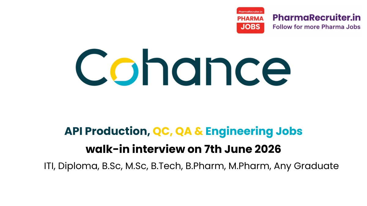 ITI, Diploma, B.Sc, M.Sc, B.Tech, B.Pharm, M.Pharm, Any Graduate