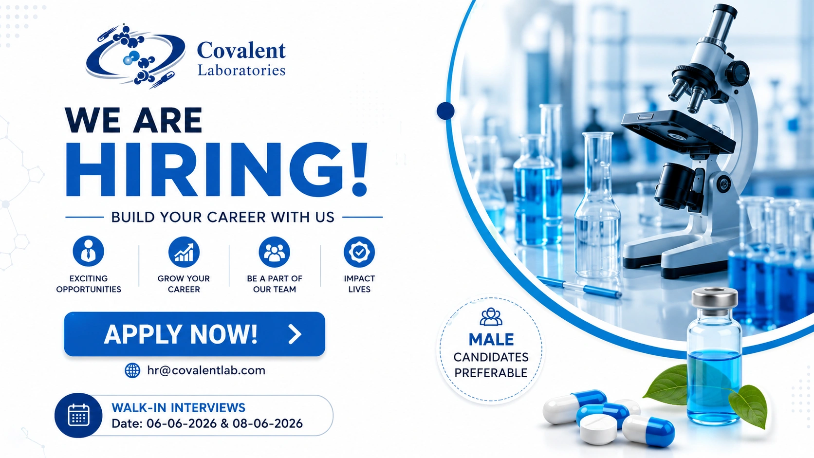 Covalent Laboratories Walk-In Interview for QC, AR&D, Production & Documentation Roles on 06 June 2026 & 08 June 2026